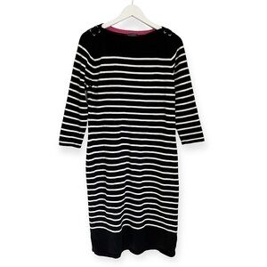 Lauren Ralph Lauren Women’s Stripe Sweater Midi Dress Black‎ White Size Large